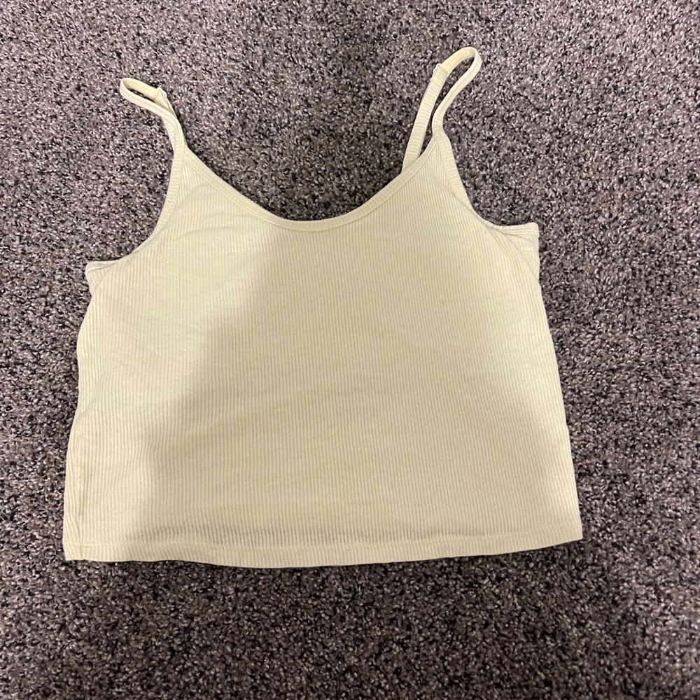 PINK yellow crop top with built in bra